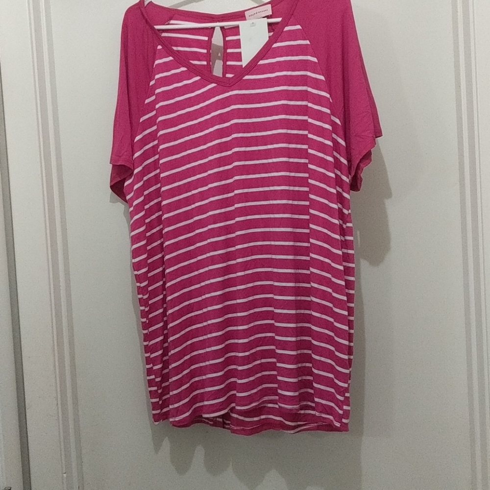 Pink and white striped top. New with tags. Size 3X